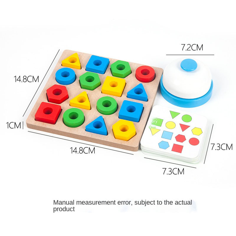 Kids Geometric Shape Color Matching Puzzle Baby Montessori Educational Learning Wooden Toys for Children Interactive Battle Game