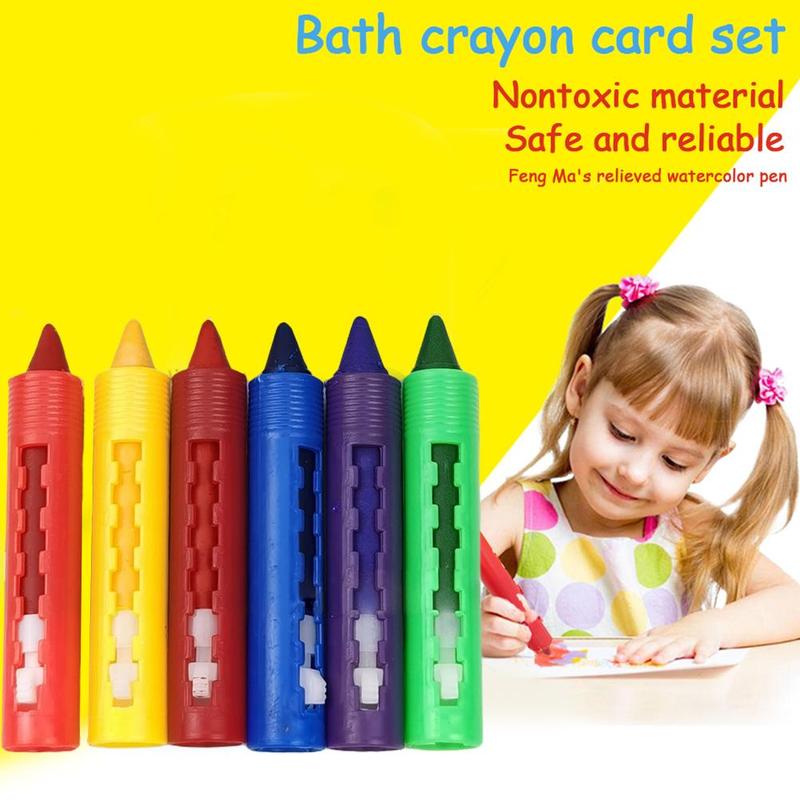 6pcs/set Bathroom Crayons Washed Color Easy To Erase Art Crayons Pen Graffiti Painting Painting Supplies Creative For Kids Gift