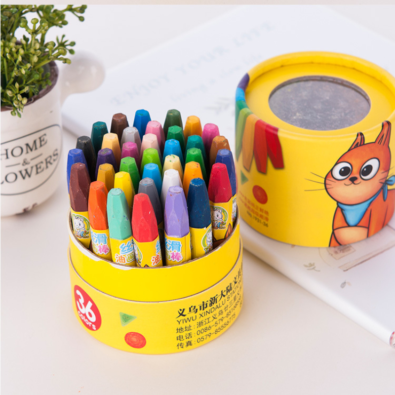 24 Color Oil Pastel Crayons Children Baby Graffiti Soft Oil Paint Brush Barrel School Art Drawing Stationery