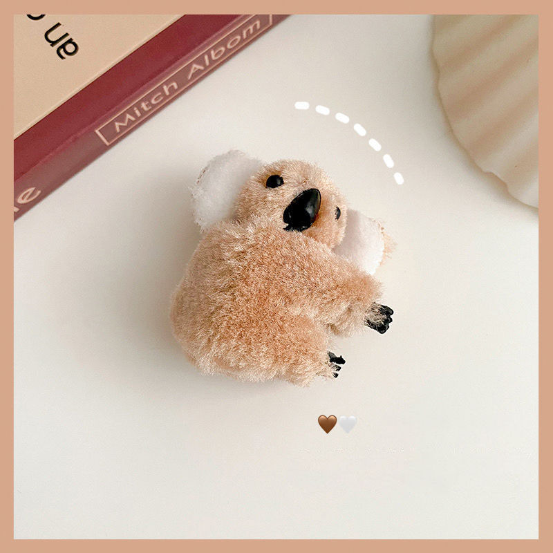 2PC Aesthetic Plush Koala Harajuku Hairpin Jewelry New  Vintage Trumpet Catch Clip Bear Cute Side Clip Headdress