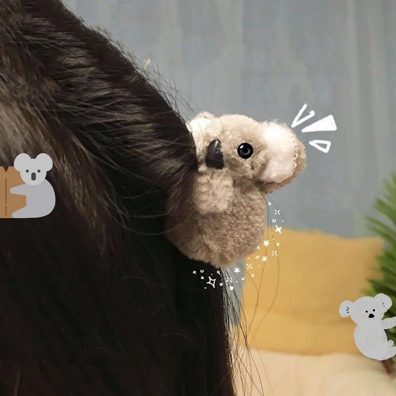 2PC Aesthetic Plush Koala Harajuku Hairpin Jewelry New  Vintage Trumpet Catch Clip Bear Cute Side Clip Headdress