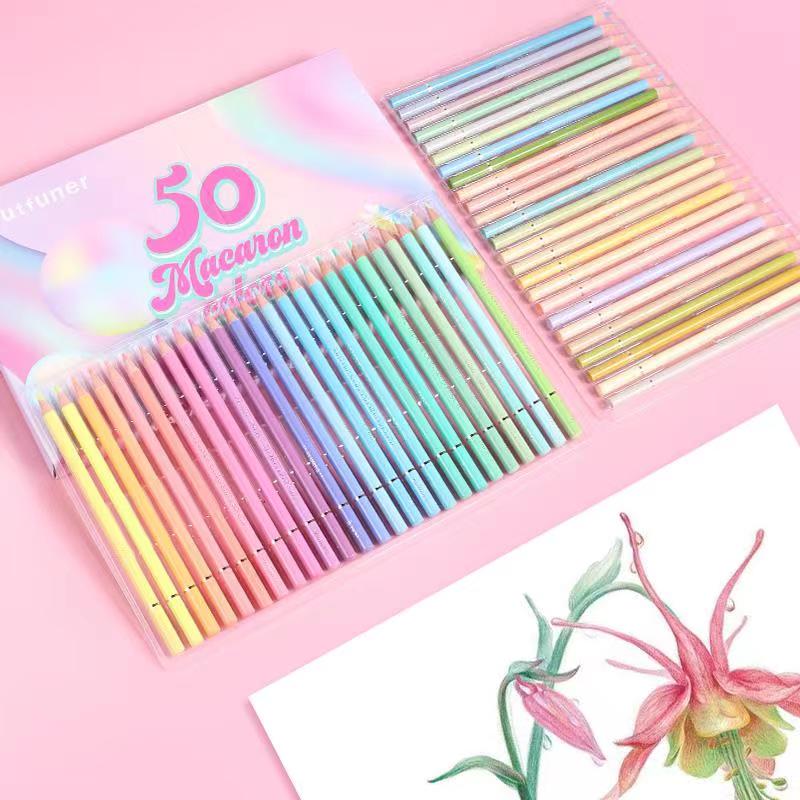 Brutfuner Macaron 50 Color Colored Pencil Professional Pastel Drawing Pencils Coloured Pencils Art Supplies For Artist