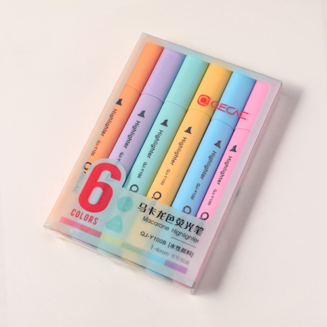 6pcs/set  student soft head drawing key marker pen painting graffiti colored pencil office learning marker pen Highlighter