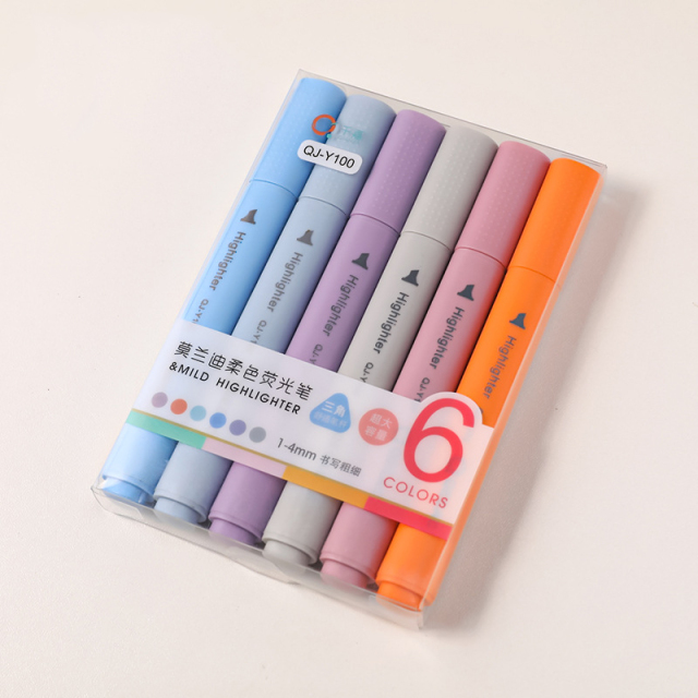 6pcs/set  student soft head drawing key marker pen painting graffiti colored pencil office learning marker pen Highlighter