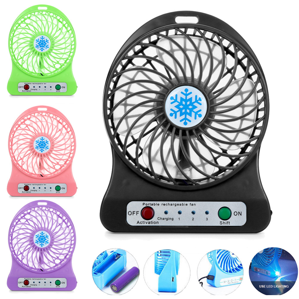 Portable Rechargeable Led Light Fan Air Cooler Mini Desk USB Fan Third Wind USB Fan