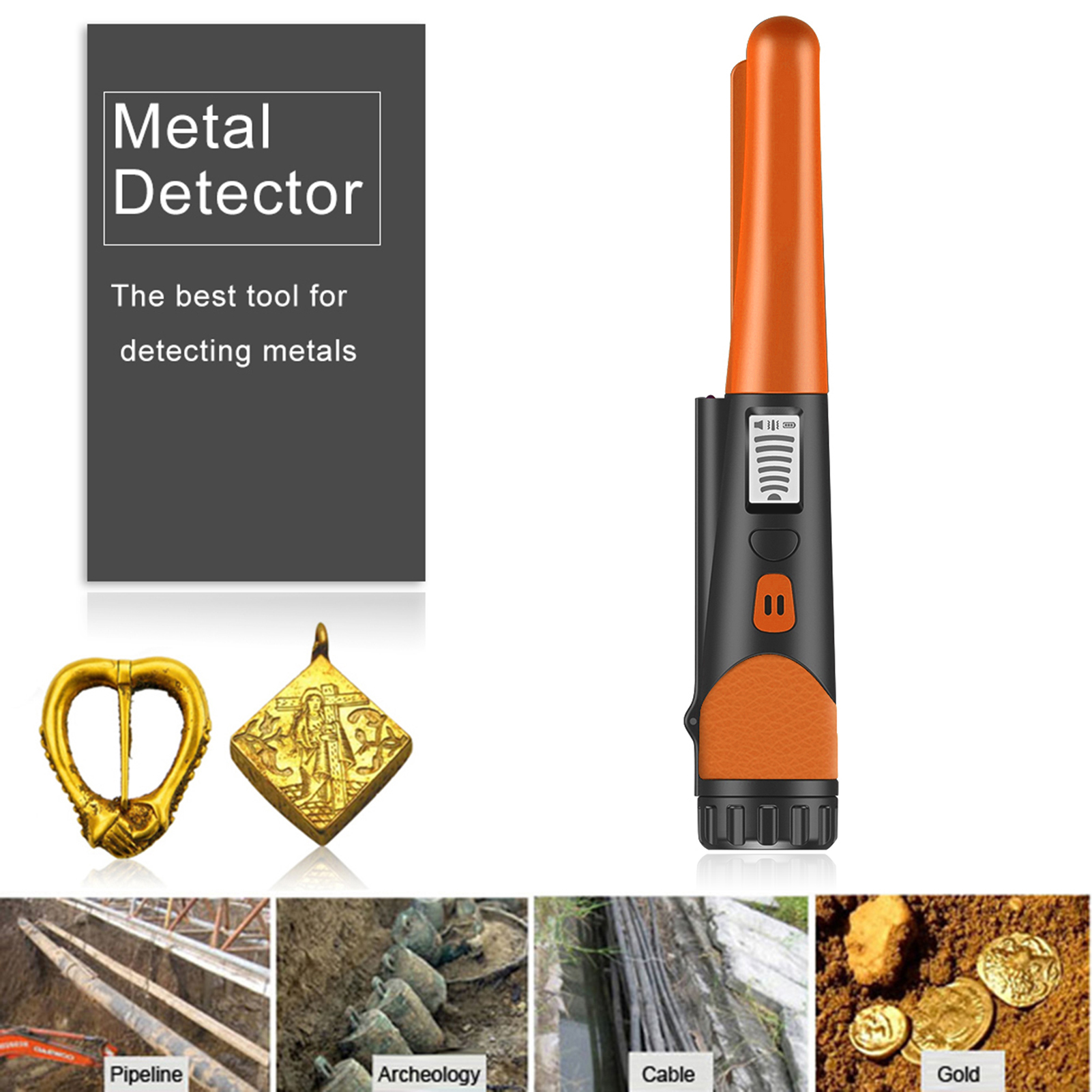 Handheld Metal Detector Positioning Rod Detector Metal Pinpointing Pinpointer Pin Pointer Waterproof Metal Gold Detector Tester