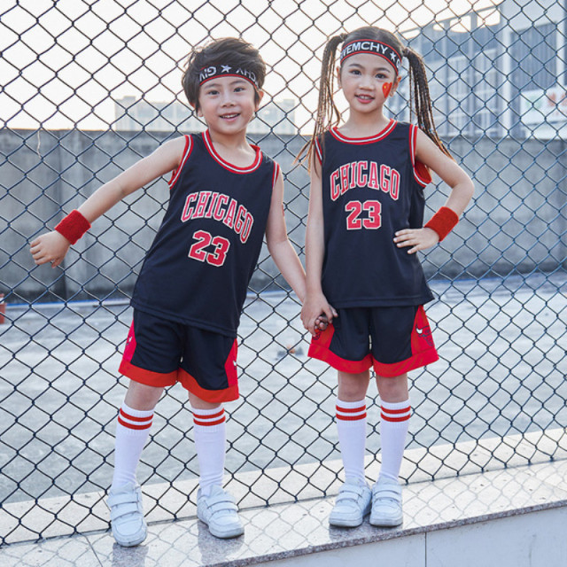 Student Football Uniform Tracksuit Set Baby Sport Jerseys Kids Boys Team Basketball Suits Soccer Clothes Vest + T-shirt 2PCS