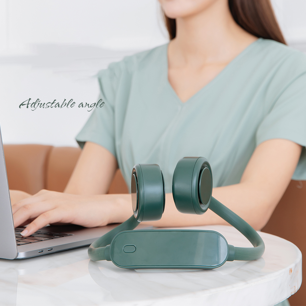 Mini Air Conditioner Ventilator Portable Hanging Neck Fan USB Rechargeable Neck Air Cooler Bladeless Fan Wearable Neck Cooler