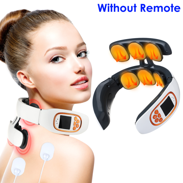 6 Heads Electric Neck Shoulder Back Pulse Massager with Heat Pain Relief Relaxation TENS Cervical Massager with Remote Control