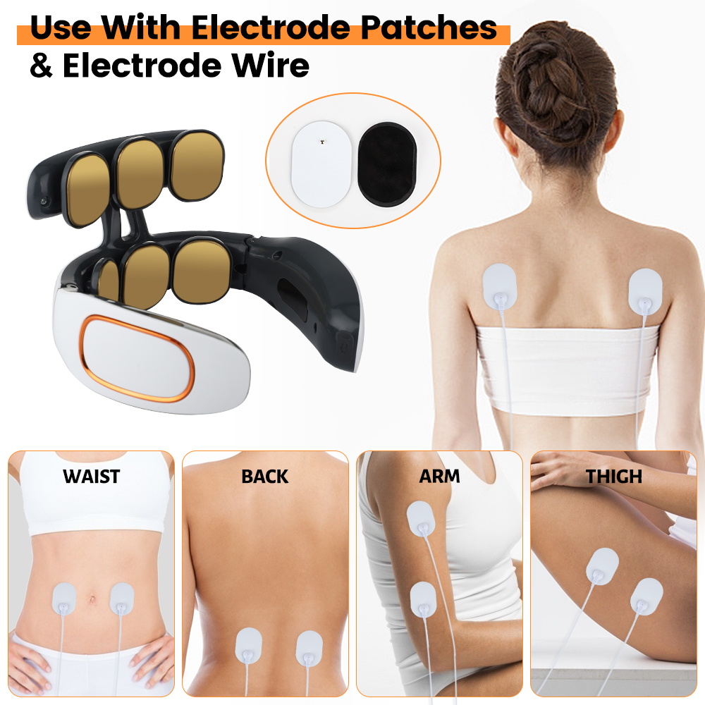 6 Heads Electric Neck Shoulder Back Pulse Massager with Heat Pain Relief Relaxation TENS Cervical Massager with Remote Control