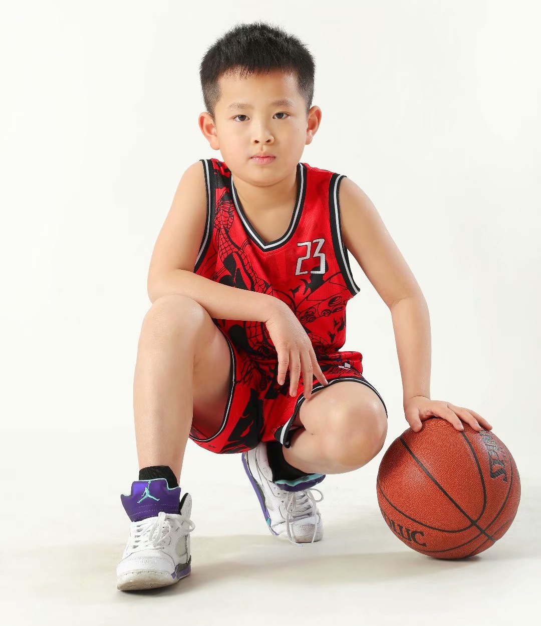 Summer Children's Jersey Baby Boys Cartoon Spiderman Number 23 Basketball Clothes Child 3-12 Years Basketball Sports Set