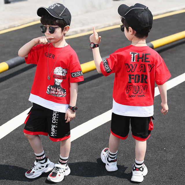 Children Summer Boys Clothes Set T shirt + Pants Casual Sports Suits Kids Clothing Tracksuit Teen Outfit  4 6 8 9 10 12 Years