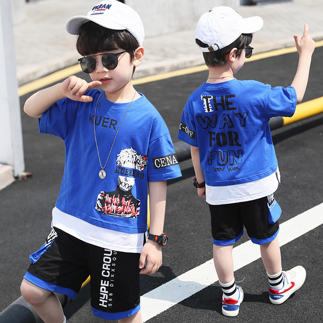 Children Summer Boys Clothes Set T shirt + Pants Casual Sports Suits Kids Clothing Tracksuit Teen Outfit  4 6 8 9 10 12 Years