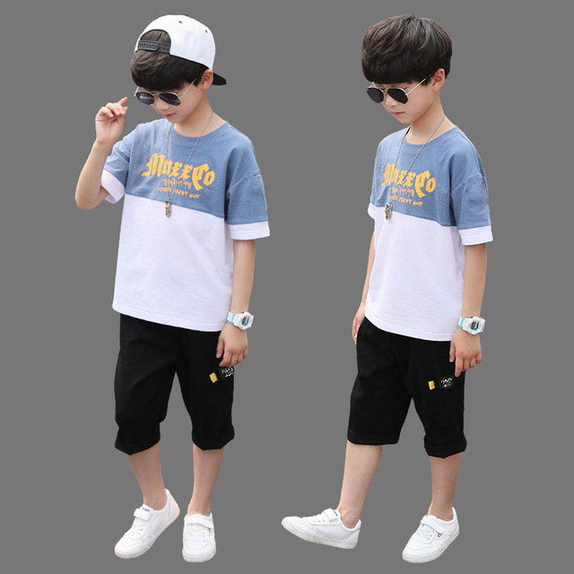 Children Summer Boys Clothes Set T shirt + Pants Casual Sports Suits Kids Clothing Tracksuit Teen Outfit  4 6 8 9 10 12 Years