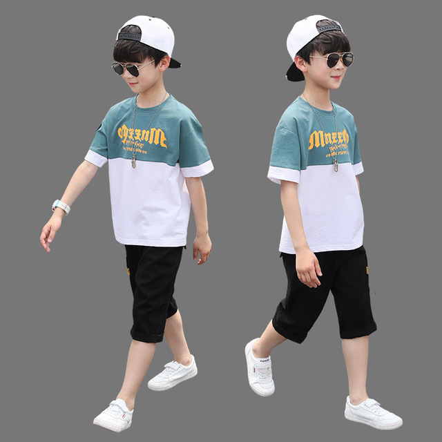 Children Summer Boys Clothes Set T shirt + Pants Casual Sports Suits Kids Clothing Tracksuit Teen Outfit  4 6 8 9 10 12 Years