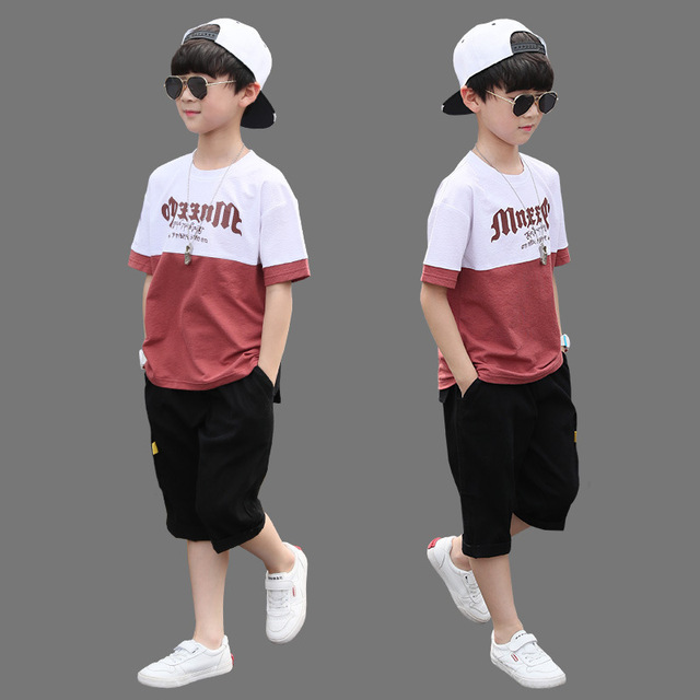 Children Summer Boys Clothes Set T shirt + Pants Casual Sports Suits Kids Clothing Tracksuit Teen Outfit  4 6 8 9 10 12 Years