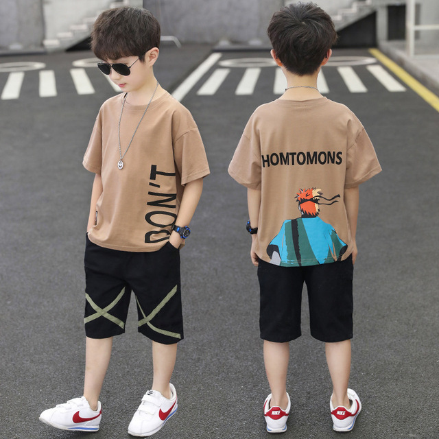 Children Summer Boys Clothes Set T shirt + Pants Casual Sports Suits Kids Clothing Tracksuit Teen Outfit  4 6 8 9 10 12 Years