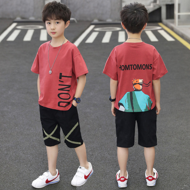 Children Summer Boys Clothes Set T shirt + Pants Casual Sports Suits Kids Clothing Tracksuit Teen Outfit  4 6 8 9 10 12 Years