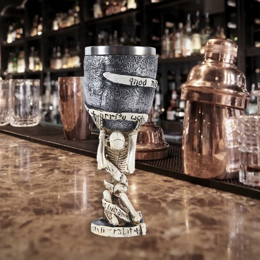 Gothic Resin Stainless Steel Skull Goblet Retro Wine Glass Cocktail Glasses Whiskey Cup Birthday Gifts Party Bar Drinkware