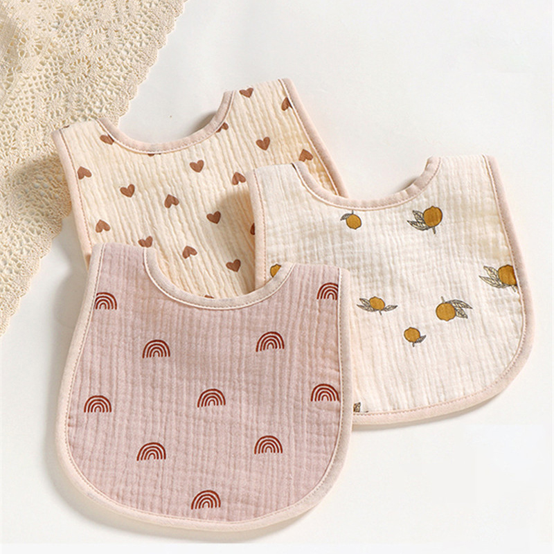 Cotton Gause Baby Bibs Solid Color Infant Bib Newborn Burp Cloths Bandana Scarf for Kids Newborn Boy Girls Feeding Saliva Towel