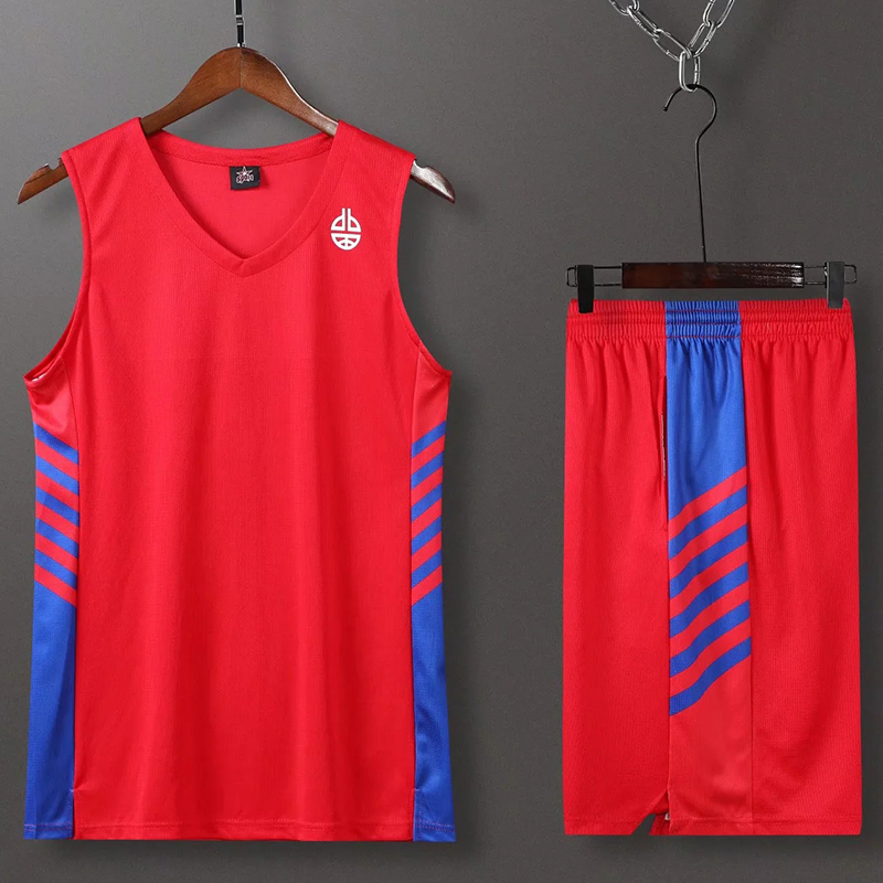 Men's Basketball Jersey Set Double Pocket Basketball Vest & Shorts Sports suit uniform Men Printed Sports Suit Training Shirt