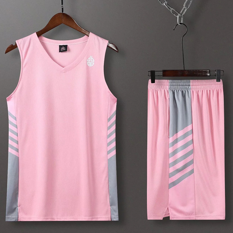 Men's Basketball Jersey Set Double Pocket Basketball Vest & Shorts Sports suit uniform Men Printed Sports Suit Training Shirt