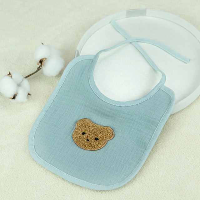 2pcs New Baby Bibs Cute Cartoon Bear Cotton Bib U Shape Newborn Feeding Smock Bandana Saliva Towel Children Kids Boy Girls Burp Cloth