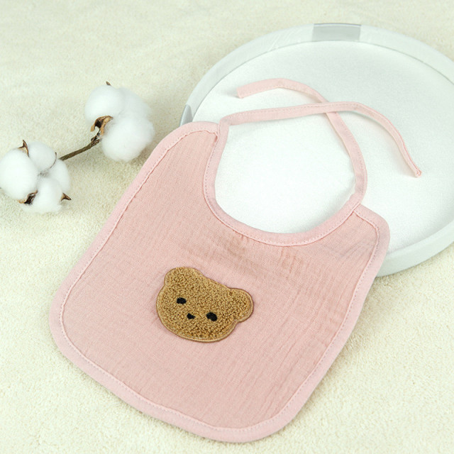 2pcs New Baby Bibs Cute Cartoon Bear Cotton Bib U Shape Newborn Feeding Smock Bandana Saliva Towel Children Kids Boy Girls Burp Cloth