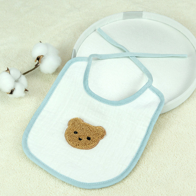2pcs New Baby Bibs Cute Cartoon Bear Cotton Bib U Shape Newborn Feeding Smock Bandana Saliva Towel Children Kids Boy Girls Burp Cloth