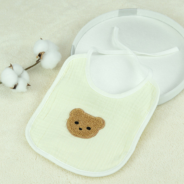 2pcs New Baby Bibs Cute Cartoon Bear Cotton Bib U Shape Newborn Feeding Smock Bandana Saliva Towel Children Kids Boy Girls Burp Cloth