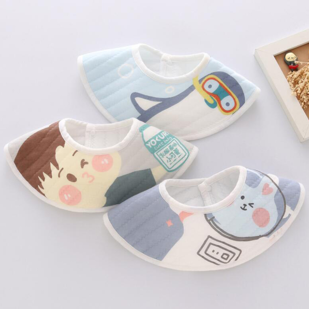 3pcs/lot Baby Bibs Waterproof Cute Round Neck Baby Burp Cloths Saliva Towel Infant Feeding Accessories Unisex Boy Girl Bibs