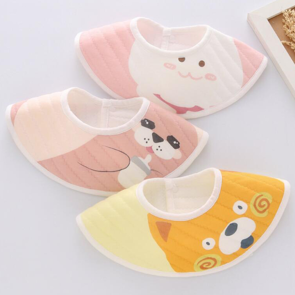 3pcs/lot Baby Bibs Waterproof Cute Round Neck Baby Burp Cloths Saliva Towel Infant Feeding Accessories Unisex Boy Girl Bibs