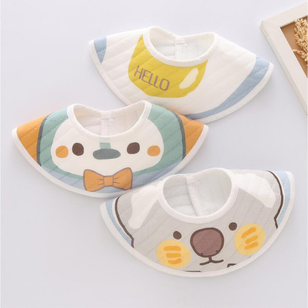 3pcs/lot Baby Bibs Waterproof Cute Round Neck Baby Burp Cloths Saliva Towel Infant Feeding Accessories Unisex Boy Girl Bibs
