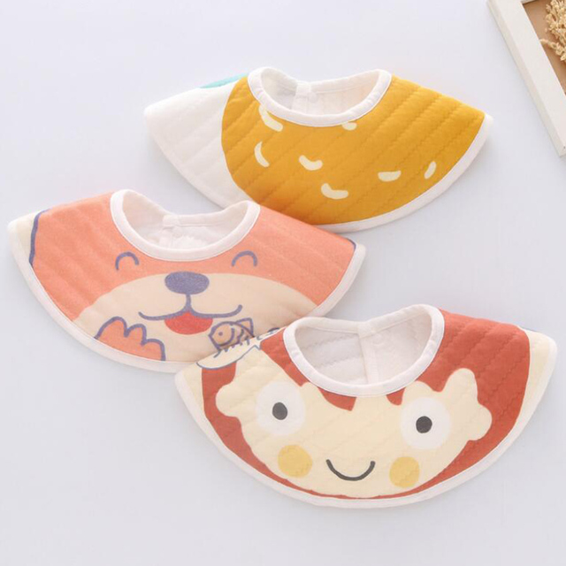 3pcs/lot Baby Bibs Waterproof Cute Round Neck Baby Burp Cloths Saliva Towel Infant Feeding Accessories Unisex Boy Girl Bibs
