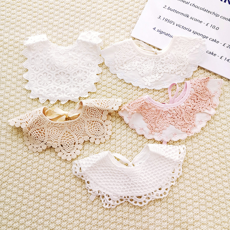 Baby Bibs Lace Saliva Towel Princess Retro Scarf Sweet Children Fake Collar Kids Cute Accessories