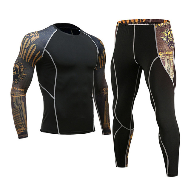 2pcs Men's Compression Sportswear Suits Gym Tights Training Clothes Workout Jogging Sports Set Running Tracksuit For Men