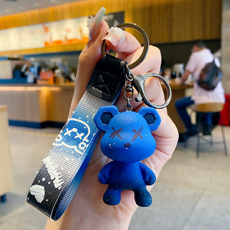 Cartoon creative chameleon bear glue dripping key chain fashion car key pendant cute small pendant