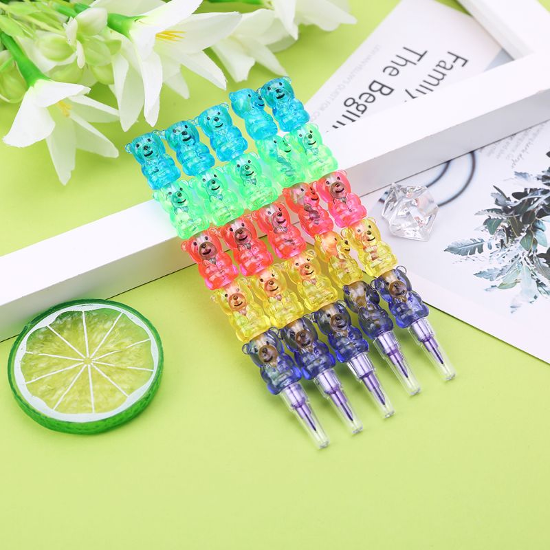 4Pcs 5 Colors Stacker Swap Cute bear crayon For School Children painting Toys