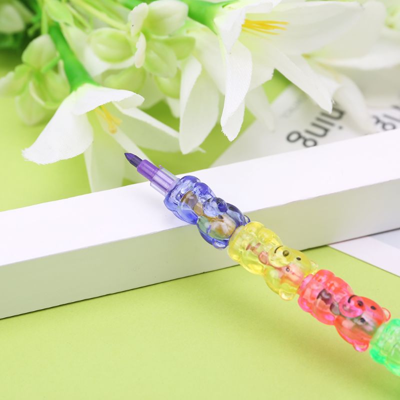 4Pcs 5 Colors Stacker Swap Cute bear crayon For School Children painting Toys
