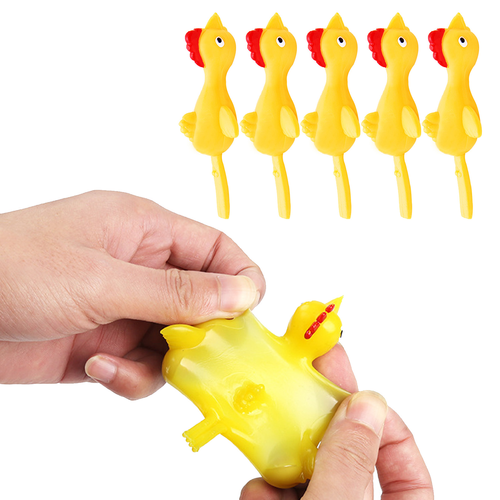 10pcs Novelty Catapulted Ejection Chicken Toy Light Rubber Finger Prank Flying Toy slingshot chicken finger toys Turkey Sticky