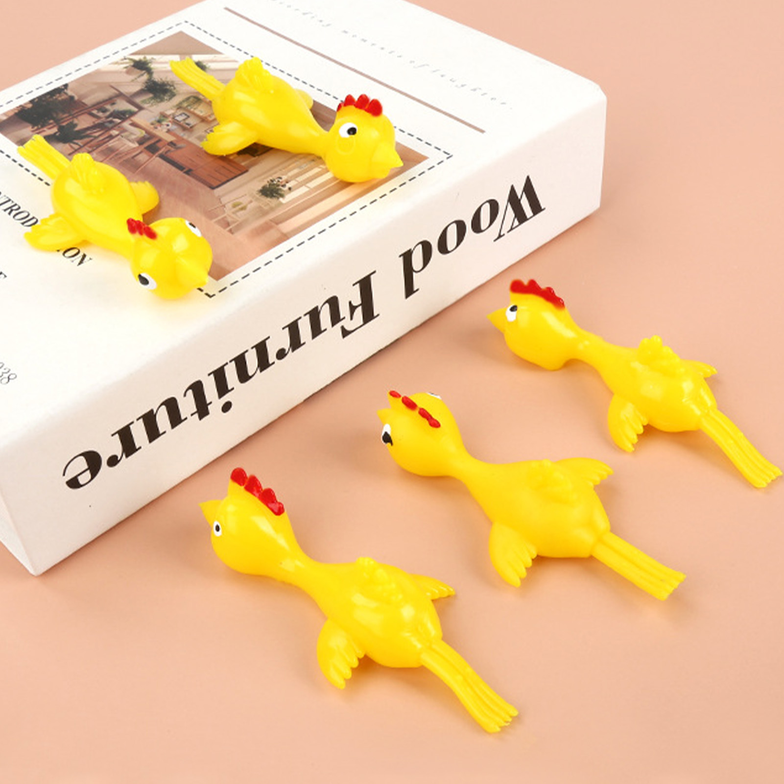 10pcs Novelty Catapulted Ejection Chicken Toy Light Rubber Finger Prank Flying Toy slingshot chicken finger toys Turkey Sticky