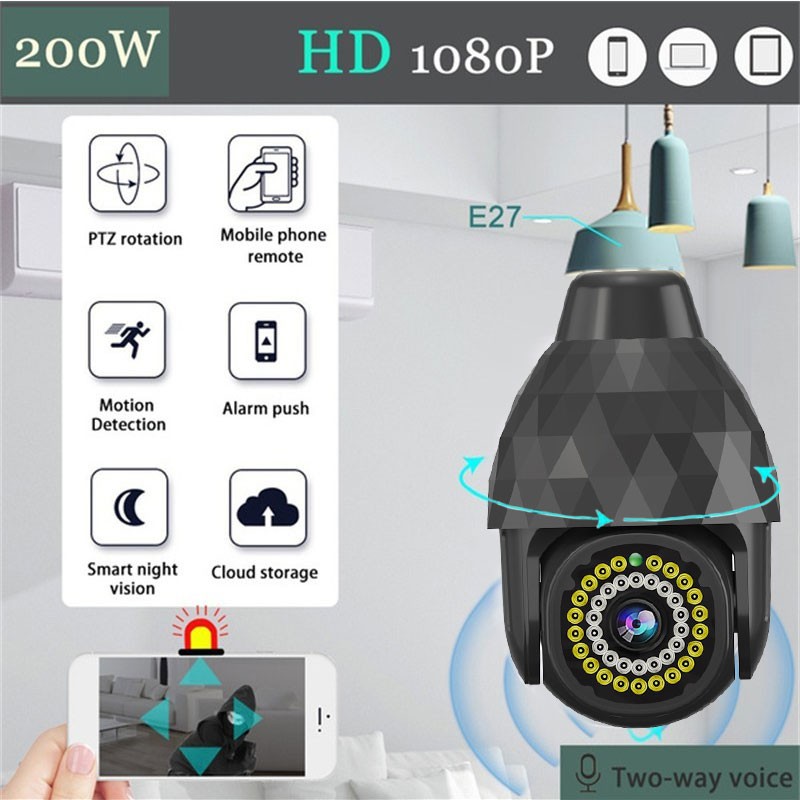 5MP V380 WiFi Camera Wireless 360 Panorana E27 Light IP Camera Bulb Home Security CCTV Surveillance Pet Camera Baby Monitor
