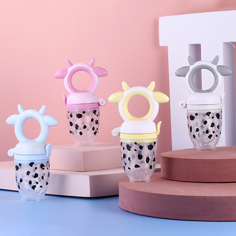 Cow Shape Baby Pacifier with Handle Fresh Food Nibbler Infant Fruit Nipples Feeding Baby Soother Supplies Chupetes Para Bebes