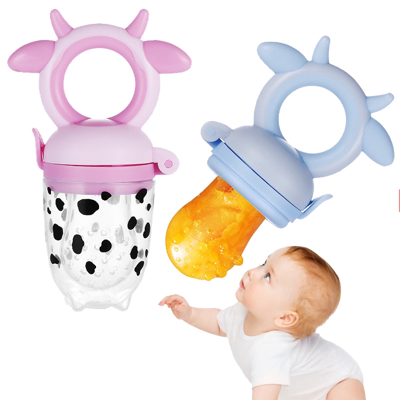Cow Shape Baby Pacifier with Handle Fresh Food Nibbler Infant Fruit Nipples Feeding Baby Soother Supplies Chupetes Para Bebes