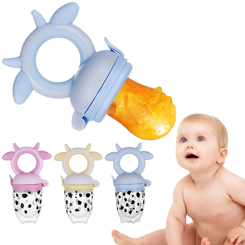 Cow Shape Baby Pacifier with Handle Fresh Food Nibbler Infant Fruit Nipples Feeding Baby Soother Supplies Chupetes Para Bebes