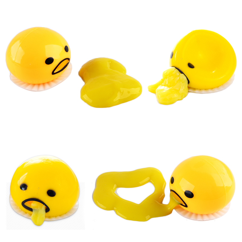 Novelty Gag Toy Practical Jokes Anti Stress Vomiting Egg Yolk Lazy Brother Fun Gadget Squeezed Smiley Face Creative Gift 3pcs
