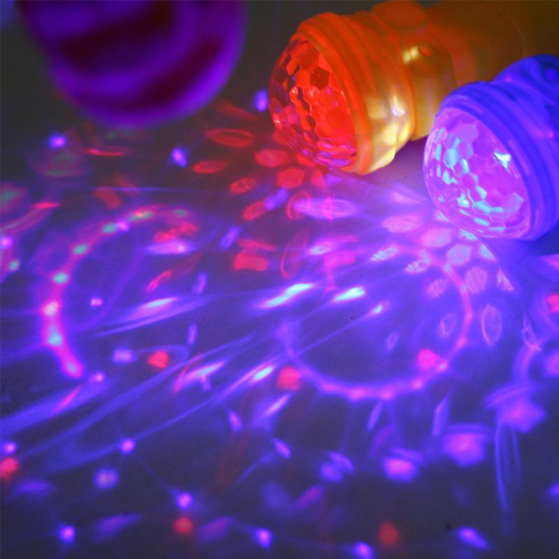 Projection Microphone Flashing LED Light Toy Torch Shape Starry Sky Light Stick Light Glowing Musical Toy Kids 2pcs