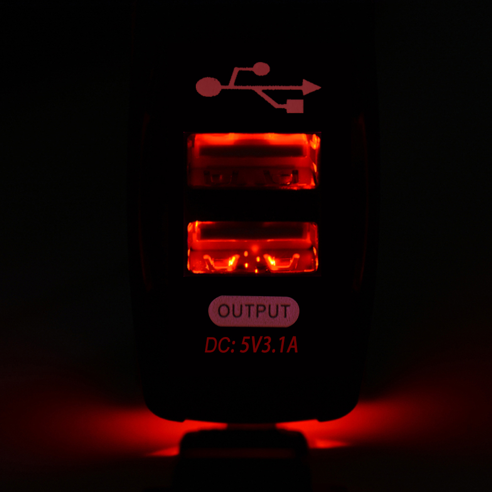 Car Charger 5V 3.1A Waterproof Dual USB Socket 12V-24V Fast Charging for Phone Motorcycle Boat Marine Truck Universal