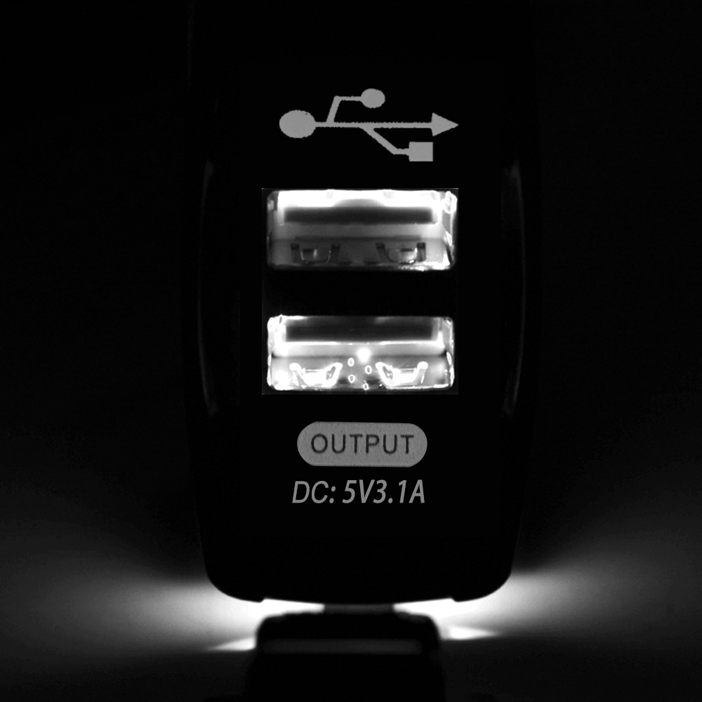 Car Charger 5V 3.1A Waterproof Dual USB Socket 12V-24V Fast Charging for Phone Motorcycle Boat Marine Truck Universal