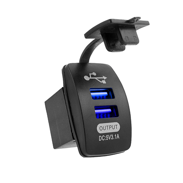 Car Charger 5V 3.1A Waterproof Dual USB Socket 12V-24V Fast Charging for Phone Motorcycle Boat Marine Truck Universal